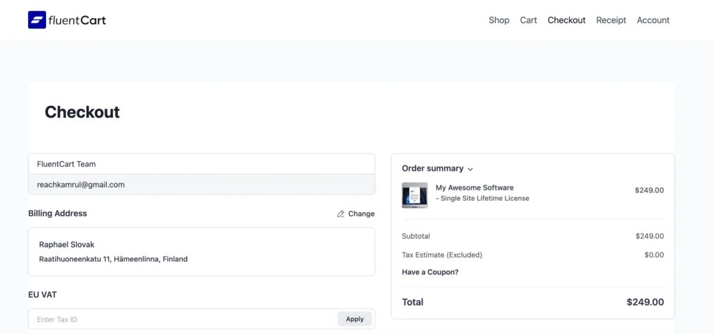 fluentcart- checkout